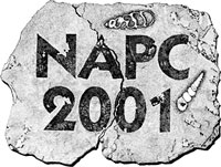 The logo for the 2001 North American Paleontology Convention, hosted by UCMP