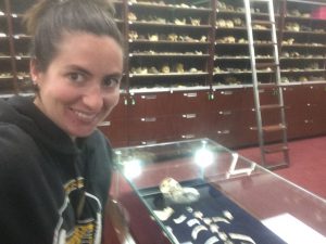 Tesla poses for a selfie with Sediba, a South African australopithecine.