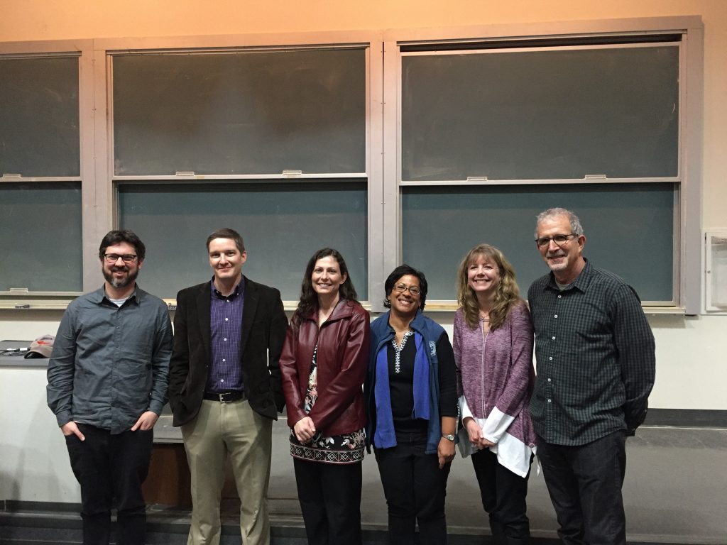 Photo of speakers David Evans, Nathan Smith, Holly Woodward, Lisa White, Dana Rashid and Mark Goodwin.