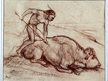 Preliminary sketch for PAJM bison hunt