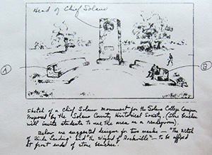 Huff's sketch of another Chief Solano monument for Solano Community College