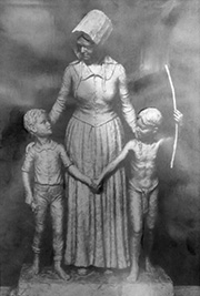 Pioneer mother with two children
