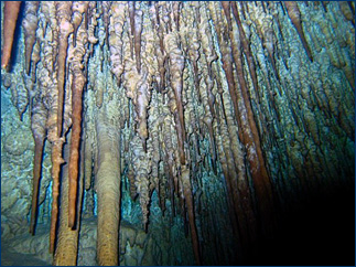 Stalactites in the Choc Mool cave system