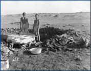 Sam Welles and Ed Cott in Arizona excavating Dilophosaurus, 1942