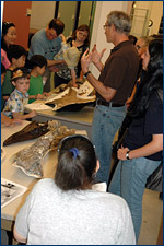Mark Goodwin talks about fossil vertebrates during a tour of the collections