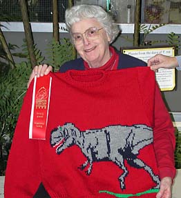 Helen Grinstead with prize-winning sweater