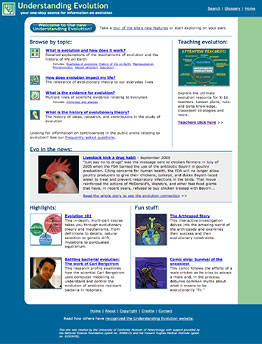 New Understanding Evolution homepage