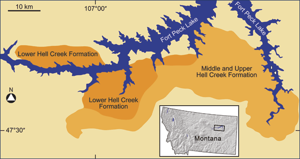 Map of the Hell Creek Formation