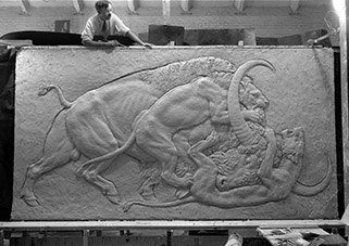 Huff with the bas-relief A