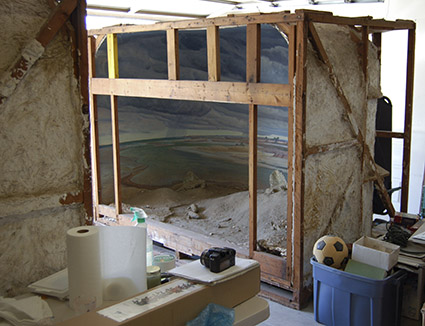 The Permian diorama in Lori Pond's garage, 2014