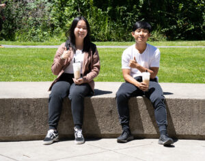 Highschool students giving thumbs up