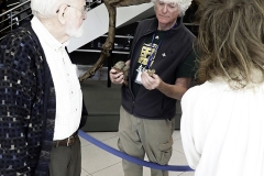 Emeritus Bill Clemens and Professor Kevin Padian with dinosaur eggs