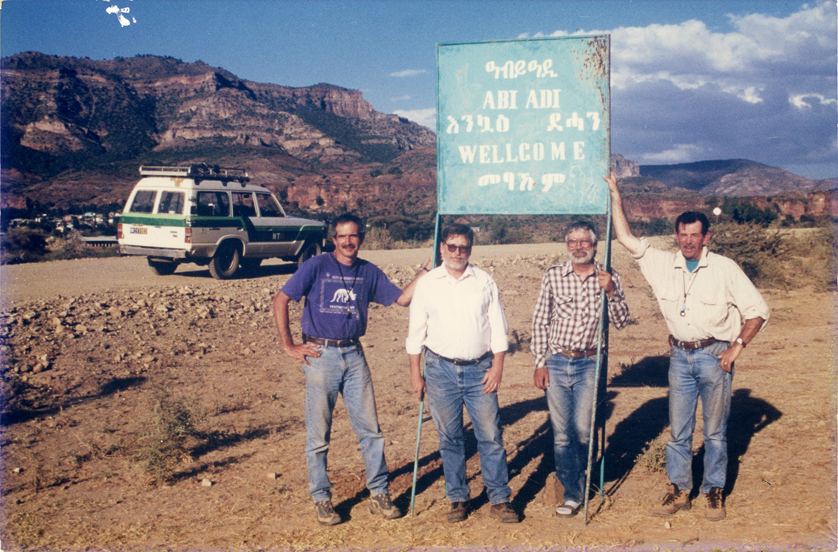 Mark Goodwin, C.B. Wood, J. Howard Hutchison, and Chuck Schaff in Abi Adi Ethiopia, 1998.